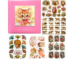 Poëziealbum - 16x16 - Roze - met 5 vellen Poëzieplaatjes - Versjes - Gedicht - Cadeau - Sint - Geschenk - Knutselen - Hobby - Creatief - Scrapbook - Poezie