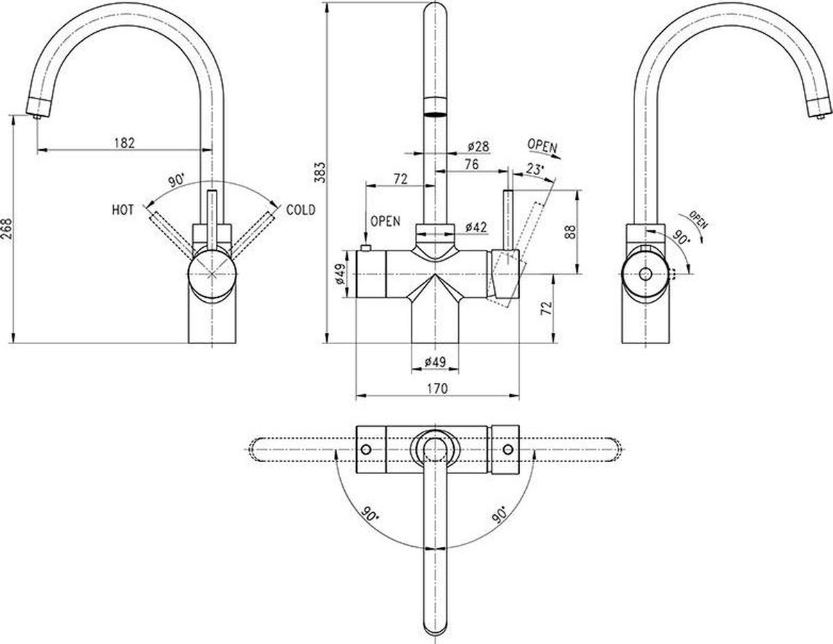 HOWAT 3 in 1 kokend water kraan incl. boiler CHROME | bol.com