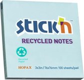 Stick'n recycled sticky notes - 76x76mm, pastel blauw, 100 memoblaadjes