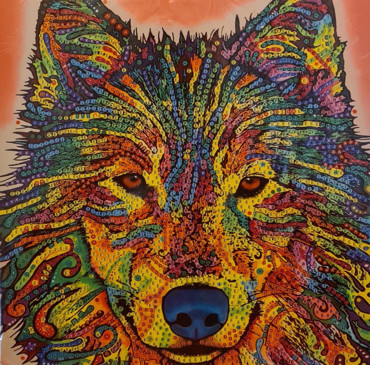 Toi Toys Diamond painting 20x20 CM dieren EXTRA glans | diamant schilderen | wolf