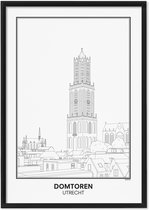 SKAVIK Domtoren - Utrecht | Poster met houten lijst (zwart) 21 x 30 cm