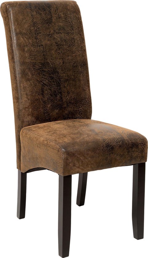 tectake® - Design eetkamerstoel stoel ergonomisch - antiek suede lederlook - bruin - 401484