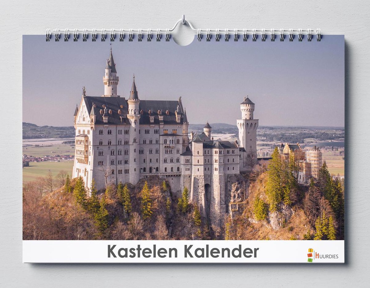 Kastelen verjaardagskalender 35x24cm | Wandkalender | Kalender | Verjaardagskalender Volwassenen