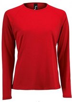 SOLS Dames/dames Sportief T-Shirt met lange mouwen (Rood)