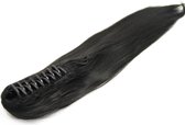 Ponytail met klem paardenstaart kleur1 zwart 40cm straight