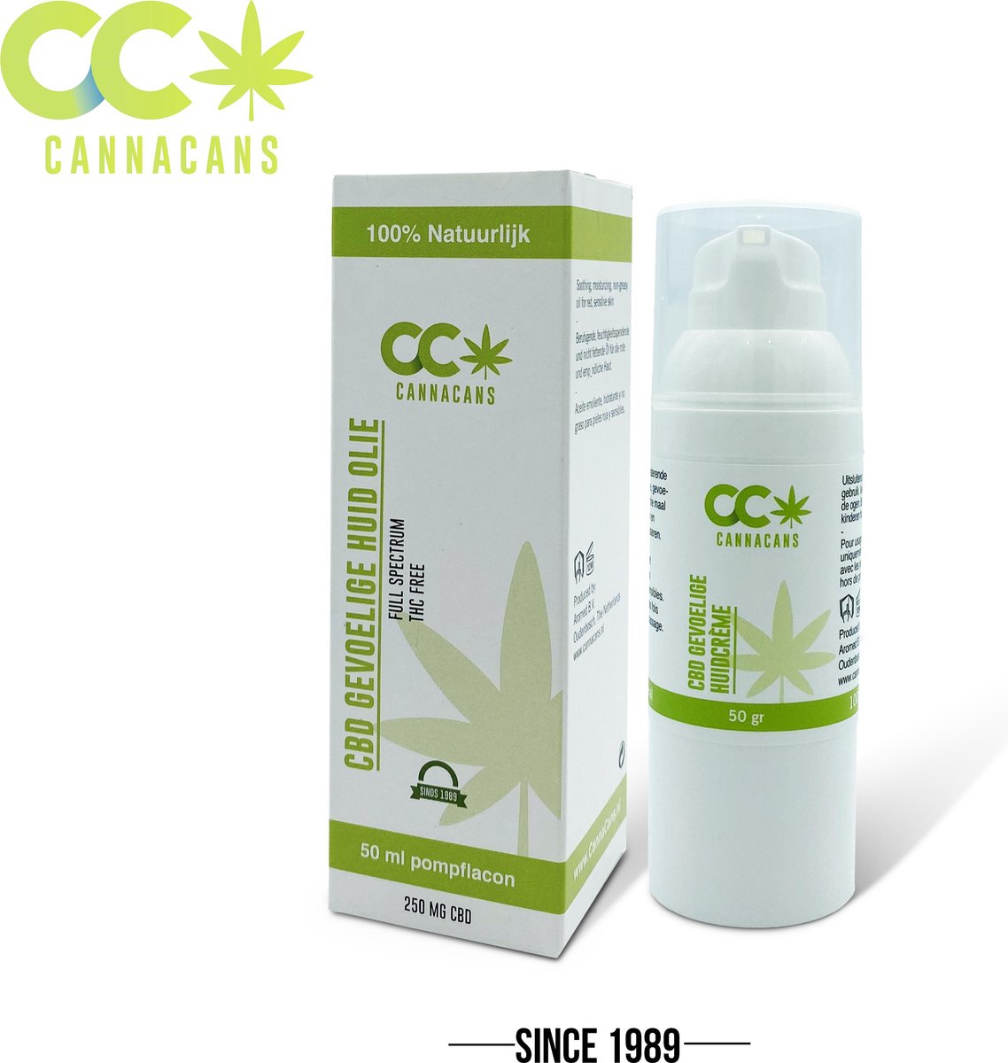 CannaCans® CBD Gevoelige Huidcrème - Bio Olie - 250 MG CBD - 50 ML