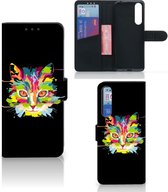 Wallet Book Case Sony Xperia 1 II Smartphone Hoesje Cat Color Leuke Verjaardagscadeaus
