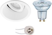 LED Spot Set - OSRAM Parathom PAR16 930 36D - Pragmi Zano Pro - GU10 Fitting - Dimbaar - Inbouw Rond - Mat Wit - 5.5W - Warm Wit 3000K - Kantelbaar - Ø93mm - BSE