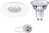 LED Spot Set - Pragmi Rodos Pro - GU10 Fitting - Inbouw Rond - Mat Wit - Ø93mm - Philips - SceneSwitch 827 36D - 1.5W-5W - Warm Wit 2200K-2700K - Dimbaar - BSE