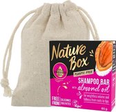 Nature Box | Shampoo Bar| Almond| Voor gewichtloos Volume + Linnen Zeepzakje