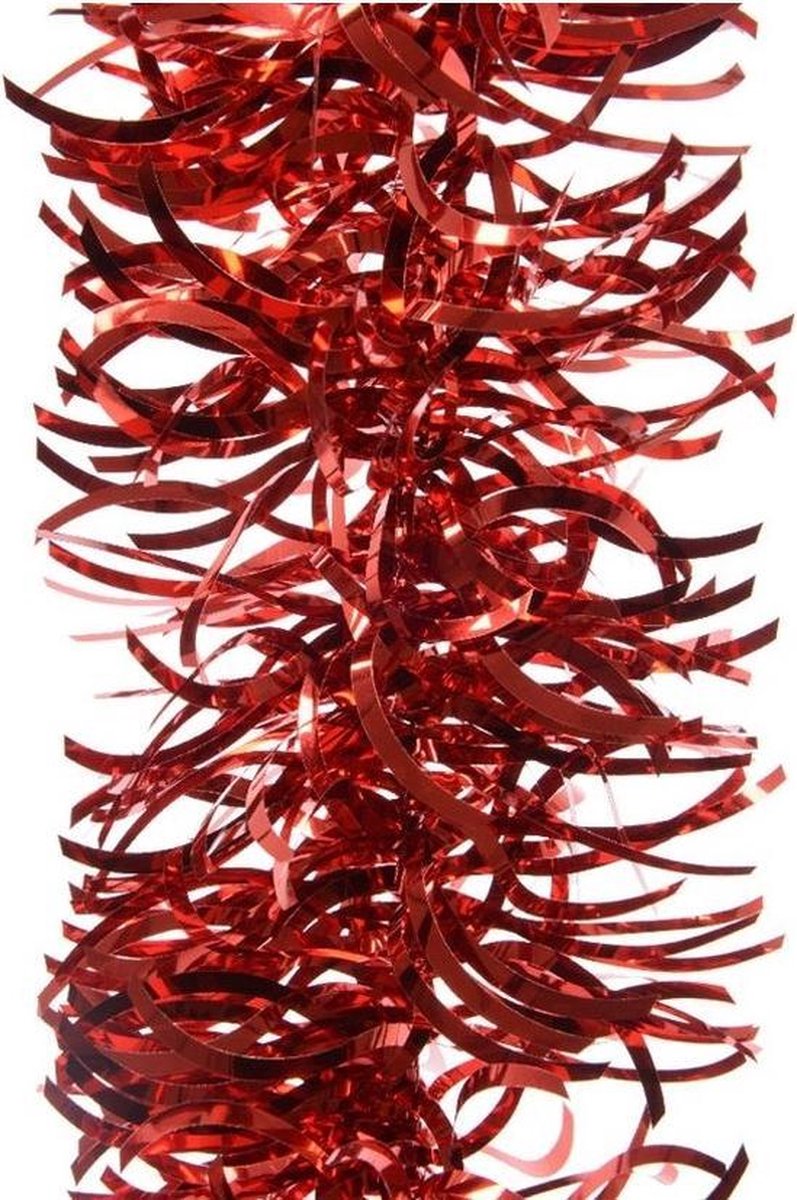 3x Kerstslingers golvend kerst rood 10 cm breed x 270 cm - Guirlande folie lametta - Kerst rode kerstboom versieringen