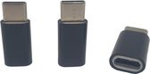 Set van 3 Verloop Adapter MICRO USB-adapter naar USB-C – Nieuw Model - Opzetstuk - Micro-USB to USB C Converter - Zwart - oDaani
