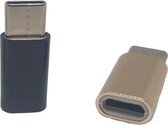 Set van 2 Verloop Adapter MICRO USB-adapter naar USB-C – Nieuw Model - Opzetstuk - Micro-USB to USB C Converter – Goud + Zwart - oDaani