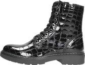 SUB55 Dames veterschoenen Veterschoenen Hoog - zwart croco lak - Maat 37