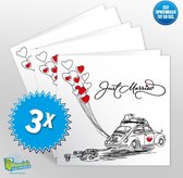 3x Muziekwenskaart - Just married – zelf opneembaar – 60 seconden – 21x21cm – hoge kwaliteit – inclusief envelop