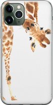 iPhone 11 Pro hoesje siliconen - Giraffe - Soft Case Telefoonhoesje - Giraffe - Transparant, Bruin