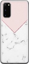 Samsung Galaxy S20 hoesje siliconen - Marmer roze grijs - Soft Case Telefoonhoesje - Marmer - Roze