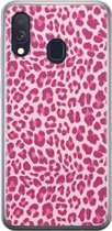 Samsung Galaxy A40 hoesje siliconen - Luipaard roze - Soft Case Telefoonhoesje - Luipaardprint - Roze