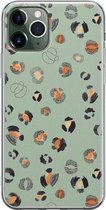 iPhone 11 Pro Max hoesje siliconen - Luipaard baby leo - Soft Case Telefoonhoesje - Luipaardprint - Transparant, Blauw