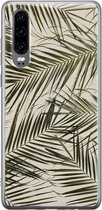 Huawei P30 hoesje - Palmbladeren - Soft Case Telefoonhoesje - Planten - Groen