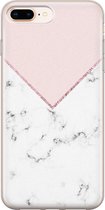iPhone 8 Plus/7 Plus hoesje siliconen - Marmer roze grijs - Soft Case Telefoonhoesje - Marmer - Transparant, Roze