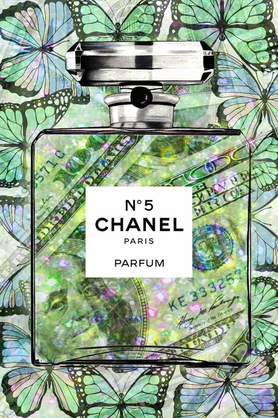 Plexiglas Chanel Paris Papillons 80 x 120 cm Photo sur Plexiglas avec cadre de suspension de luxe