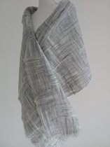 Handgemaakte, gevilte stola / extra brede sjaal van 100% merinowol - Grijs melee, gevlochten - 205 x 52 cm. Stijl open gevilt.