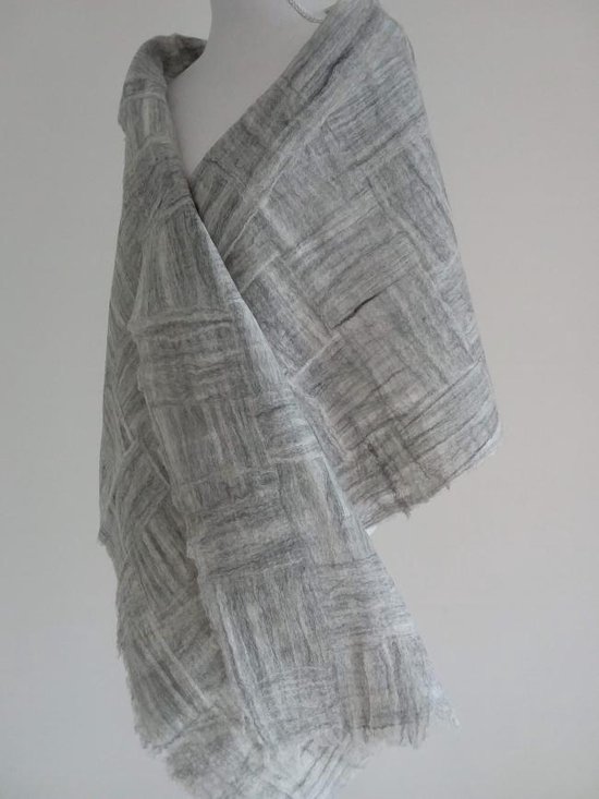 Handgemaakte, gevilte stola / extra brede sjaal van 100% merinowol - Grijs  melee,... | bol.com