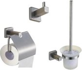Mawialux 3-delig toiletaccessoire set - Vierkant - Geborsteld RVS - ML-ACSS1-RVS