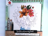 Decotime schets-kleurboek - 250 GSM schetspapier - Bloemen  schetsboek voor volwassenen | Kleurboek voor volwassenen | Schetsen | Tekenen | Stiften |