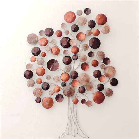 wanddecoratie - metaal schilderij - kleurrijke boom - 77x105