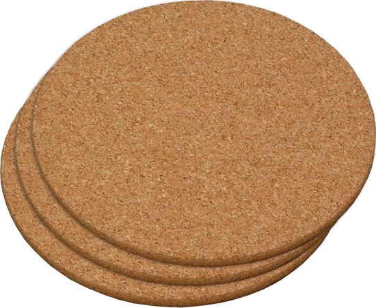 3x Ronde pannen onderzetters van kurk 26 cm - Rond - Onderzetter voor pan - Kurken onderzetters set