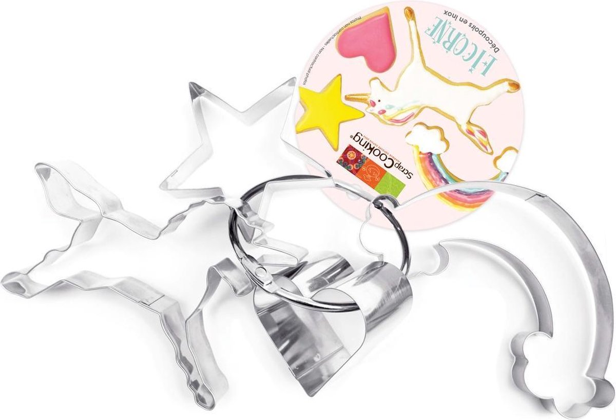 Scrapcooking - Koekjesuitsteker - Unicorn Regenboog Hartje Sterretje - Set/4