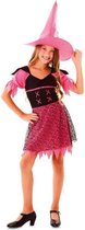 Witbaard Verkleedjurk Heks Polyester Roze/zwart Mt 140-152