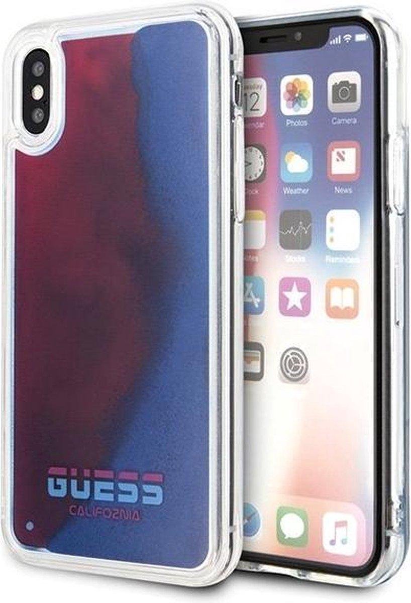 Guess Liquid Glow in the Dark Back Case - Geschikt voor Apple iPhone X/XS (5.8") - Blauw