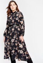 LOLALIZA Maxi jurk met bloemen - Zwart - Maat 38