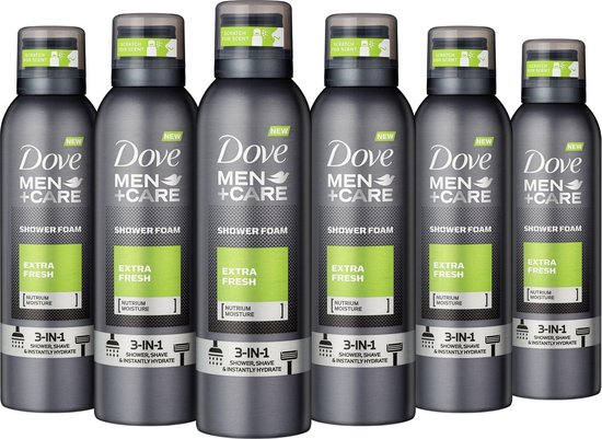 Dove Men+Care Extra Fresh Doucheschuim - 6 x 200 ml - Voordeelverpakking