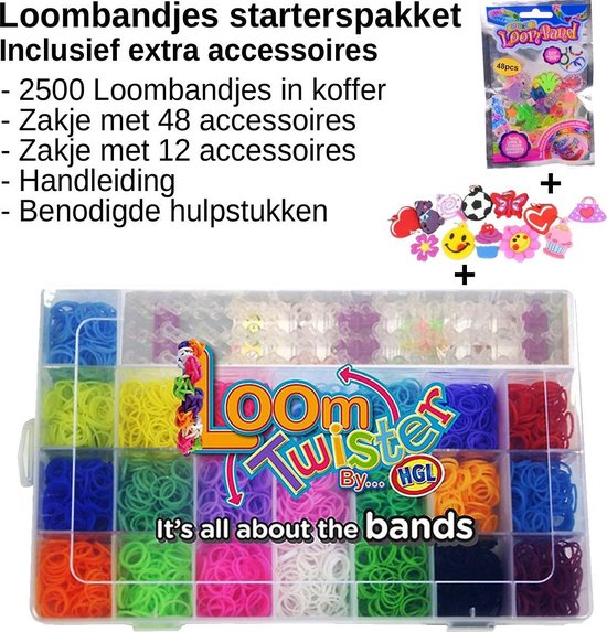 Afleiden verkoopplan Praten Loombandjes starterspakket bestaande uit Loom Twister loombox 2500  elastiekjes in... | bol.com