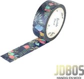 JDBOS ® Washi tape Bloemen en bladeren - 15 mm breed – 7 meter lang