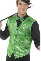 Smiffy's - Glitter & Glamour Kostuum - Schitterend Kikkergroen Pailletten Vest Voor Diverse Gelegenheden Man - Groen - Large - Carnavalskleding - Verkleedkleding