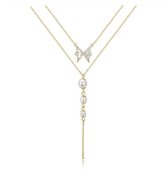 N3 Collecties Lange ketting collier grijze kristallen ketting en hangers voor dames Bijoux