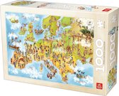 Cartoon Map of Europe Puzzel 1000 Stukjes