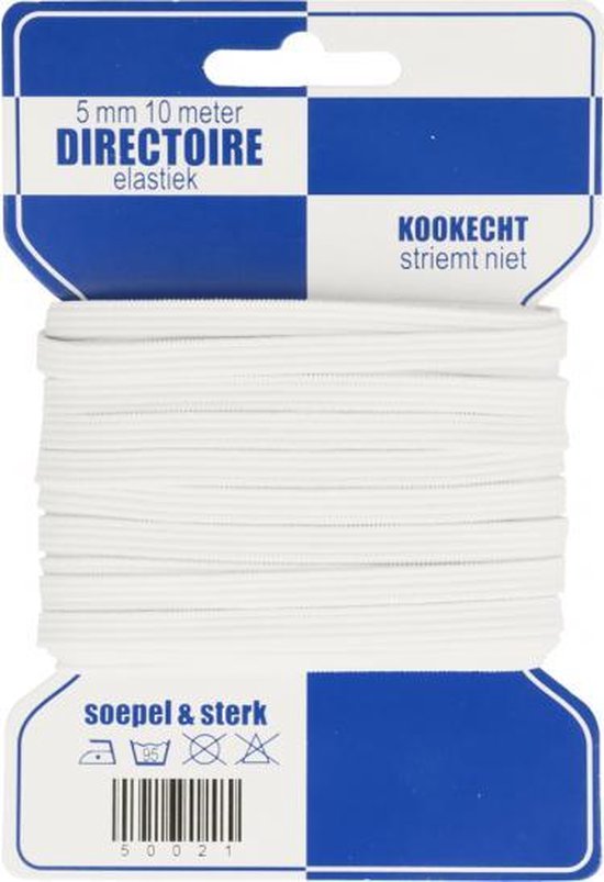 Directoire elastiek 6 mm 10 meter wit