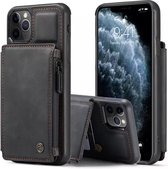 CASEME Back Cover Wallet Hoesje voor iPhone 12 / 12 Pro (6.1") - Zwart - RFID portemonnee - Luxe case