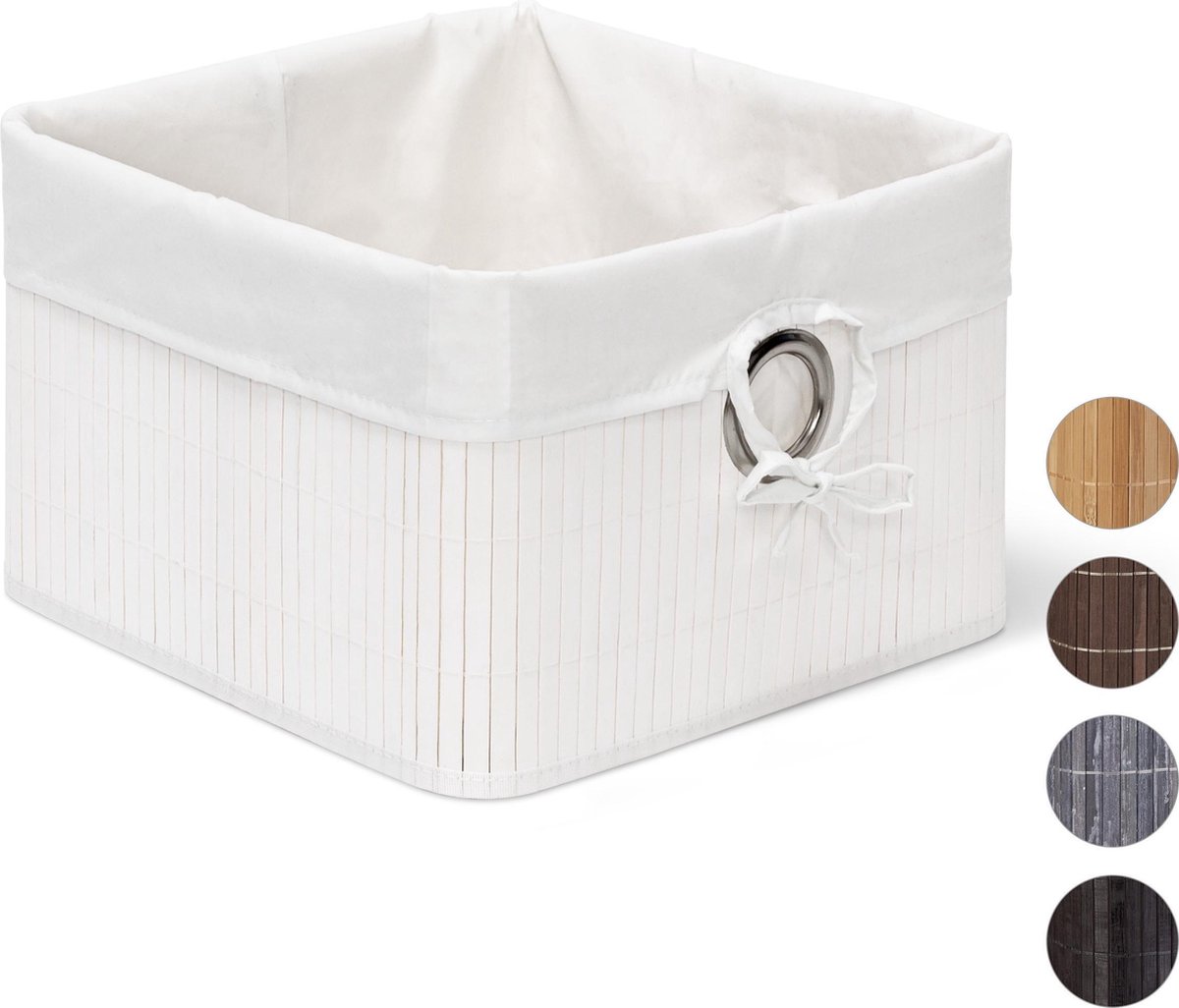 Opvouwbare multifunctionele mand - wit - bamboe - 20x31x31 cm