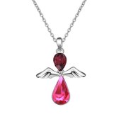 MRLK® Engel hanger Pink - Swarovski elements - 925 zilveren ketting - kerstcadeau - kerst geschenk vrouw - verjaardagscadeau