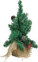 Mini sapin de Noël avec panier en osier - Vert - Synthétique - h 43 cm