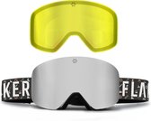 FLAKER Magnetische Skibril - Bright – Wit Frame – MIRROR Revo Spiegellens + Extra Lowlight Lens + Beschermcase