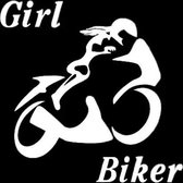 Girl biker sticker voor op de auto - Auto stickers - Auto accessories - Stickers volwassenen - 12 x 12 cm wit - 105