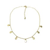Ketting met muntjes - Choker Collier - Goud - 38 cm - 1 stuks
